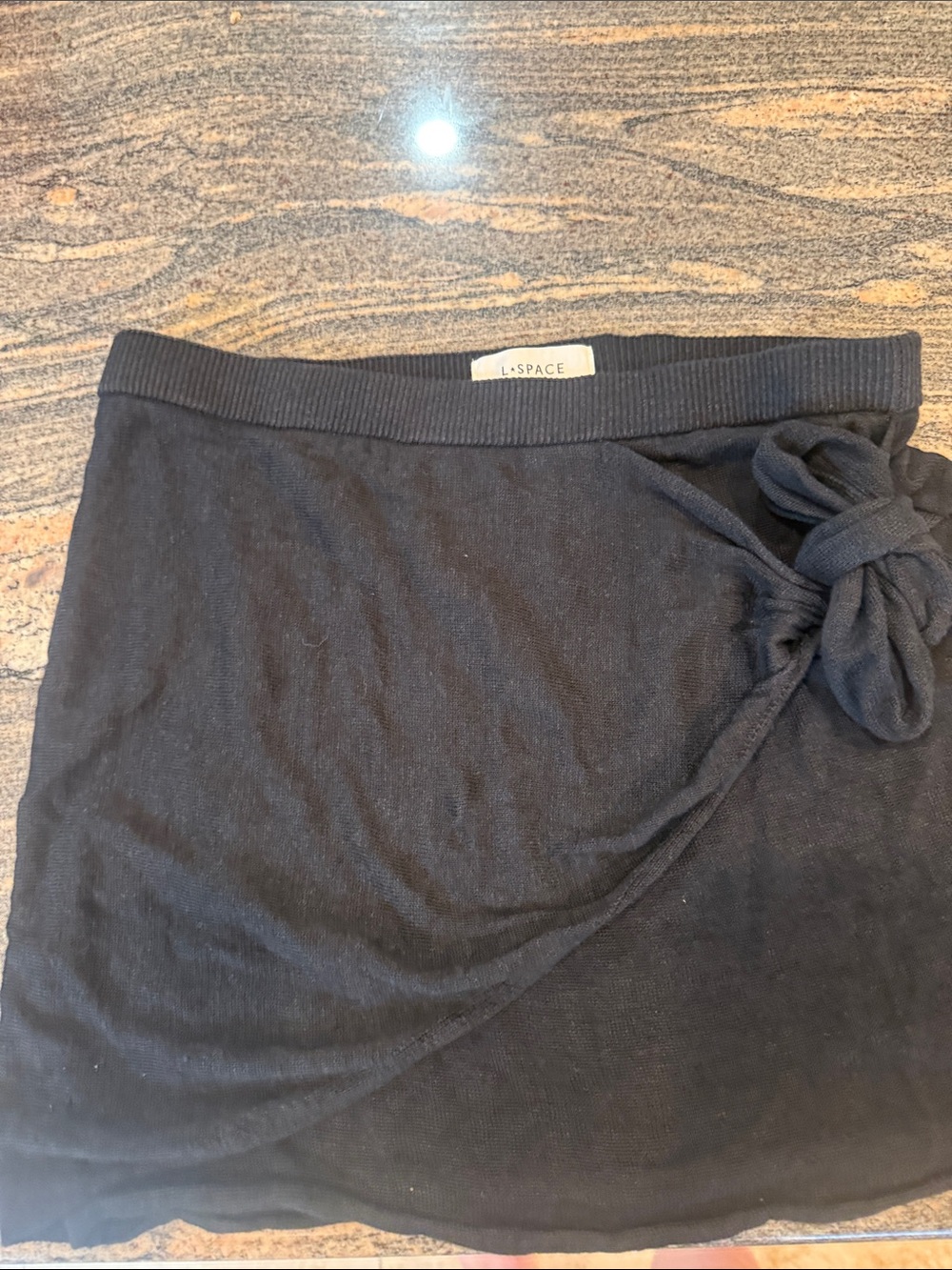 l*space Black Knit Wrap Skirt with Side Knot